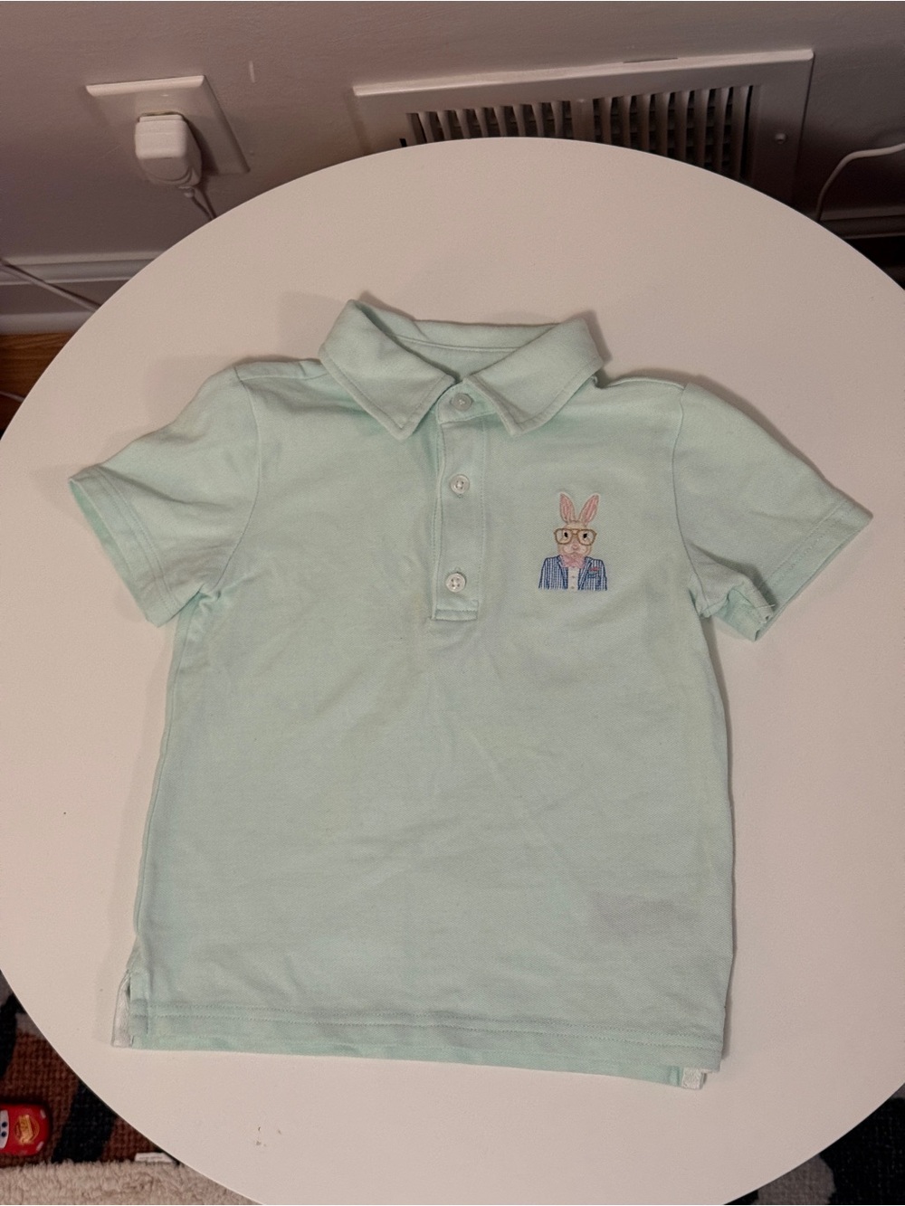 Janie and Jack Mint CottonPolo with Embroidered Easter Bunny 3T rarely worn